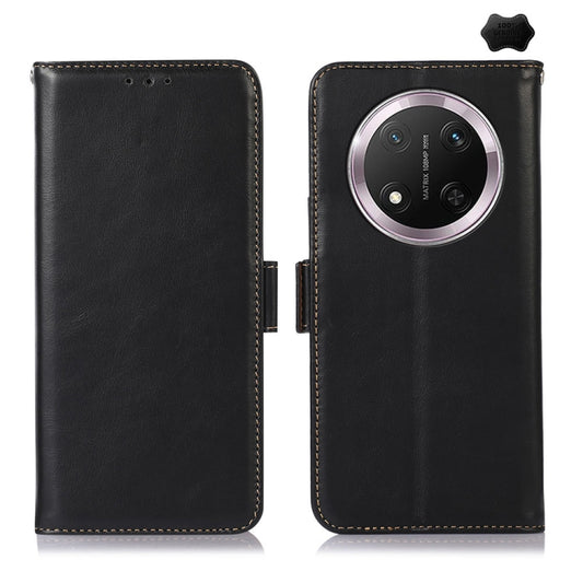 For Honor X9c 5G Global Crazy Horse Top Layer Cowhide Leather Phone Case(Black) - Honor Cases by buy2fix | Online Shopping UK | buy2fix