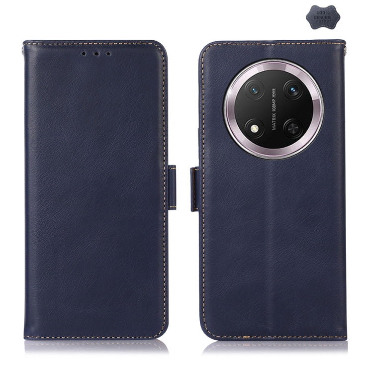 For Honor X9c 5G Global Crazy Horse Top Layer Cowhide Leather Phone Case(Blue) - Honor Cases by buy2fix | Online Shopping UK | buy2fix