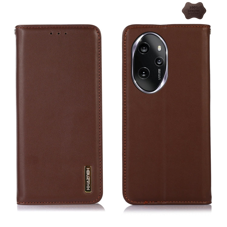For Honor 100 Pro KHAZNEH Nappa Top Layer Cowhide Leather Phone Case(Brown) - Honor Cases by buy2fix | Online Shopping UK | buy2fix