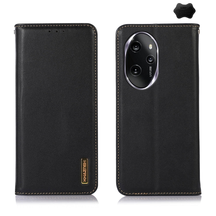 For Honor 100 Pro KHAZNEH Nappa Top Layer Cowhide Leather Phone Case(Black) - Honor Cases by buy2fix | Online Shopping UK | buy2fix