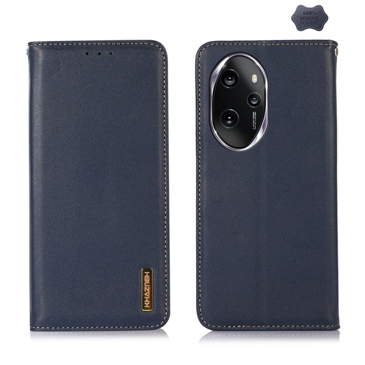 For Honor 100 Pro KHAZNEH Nappa Top Layer Cowhide Leather Phone Case(Blue) - Honor Cases by buy2fix | Online Shopping UK | buy2fix