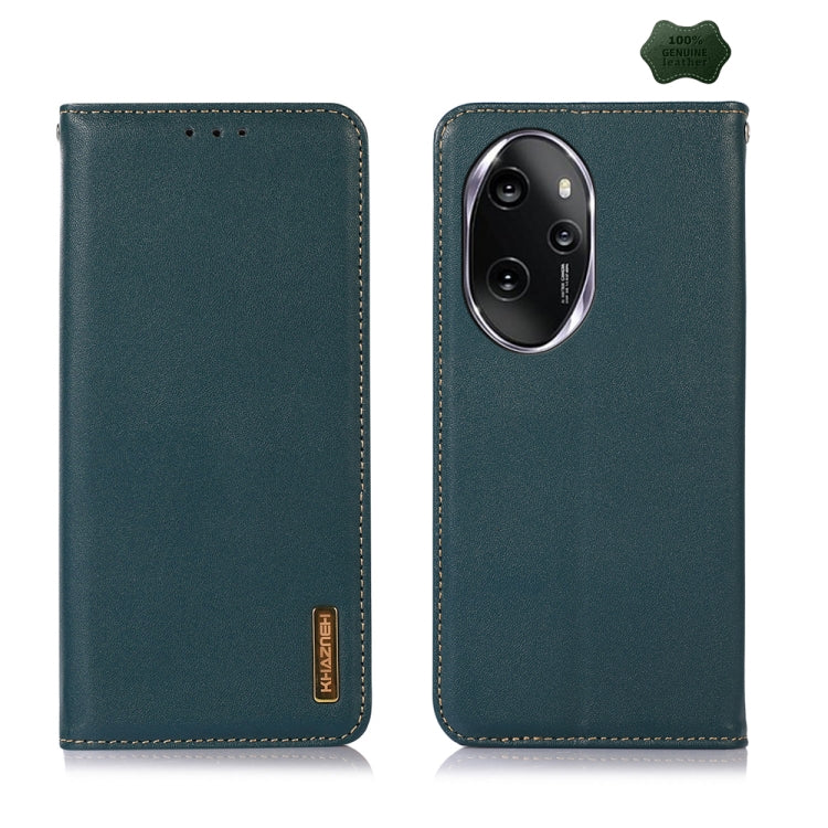 For Honor 100 Pro KHAZNEH Nappa Top Layer Cowhide Leather Phone Case(Green) - Honor Cases by buy2fix | Online Shopping UK | buy2fix