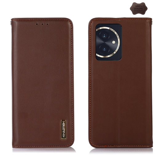 For Honor 100 KHAZNEH Nappa Top Layer Cowhide Leather Phone Case(Brown) - Honor Cases by buy2fix | Online Shopping UK | buy2fix