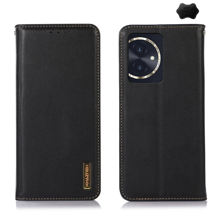 For Honor 100 KHAZNEH Nappa Top Layer Cowhide Leather Phone Case(Black) - Honor Cases by buy2fix | Online Shopping UK | buy2fix