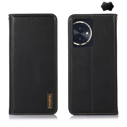 For Honor 100 KHAZNEH Nappa Top Layer Cowhide Leather Phone Case(Black) - Honor Cases by buy2fix | Online Shopping UK | buy2fix