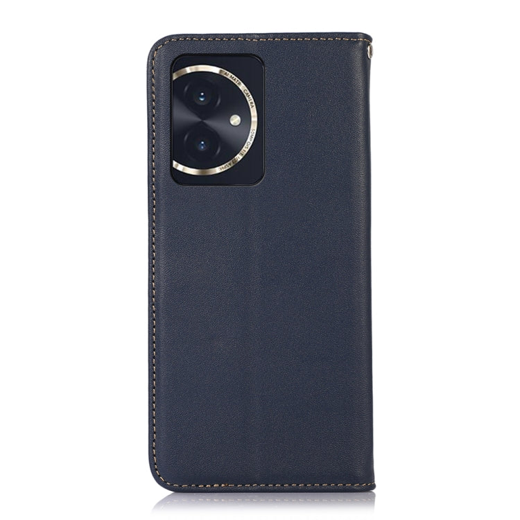 For Honor 100 KHAZNEH Nappa Top Layer Cowhide Leather Phone Case(Blue) - Honor Cases by buy2fix | Online Shopping UK | buy2fix