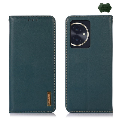 For Honor 100 KHAZNEH Nappa Top Layer Cowhide Leather Phone Case(Green) - Honor Cases by buy2fix | Online Shopping UK | buy2fix