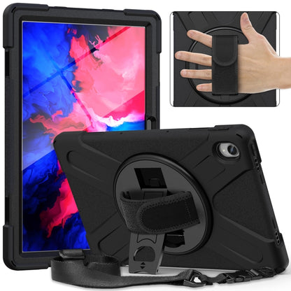 For Lenovo Tab P11 Silicone Hybrid PC Tablet Case with Grip & Shoulder Strap(Black) by buy2fix