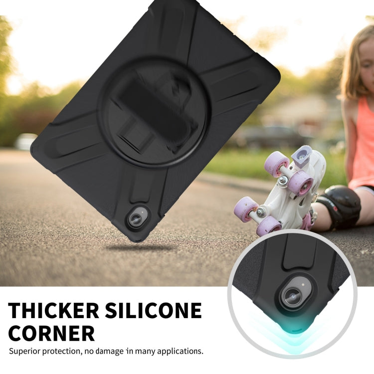 For Lenovo Tab P11 Silicone Hybrid PC Tablet Case with Grip & Shoulder Strap(Black) by buy2fix