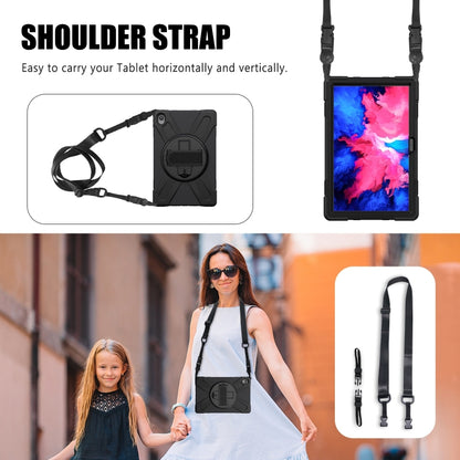 For Lenovo Tab P11 Silicone Hybrid PC Tablet Case with Grip & Shoulder Strap(Black) by buy2fix