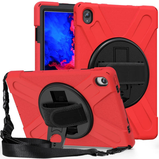 For Lenovo Tab P11 Silicone Hybrid PC Tablet Case with Grip & Shoulder Strap(Red) by buy2fix