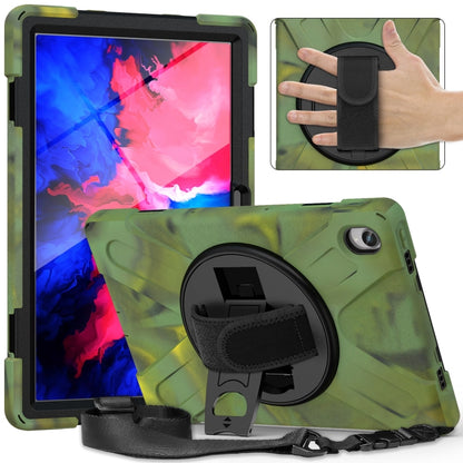 For Lenovo Tab P11 Silicone Hybrid PC Tablet Case with Grip & Shoulder Strap(Camouflage) - Lenovo by buy2fix | Online Shopping UK | buy2fix