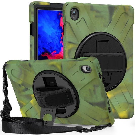 For Lenovo Tab P11 Silicone Hybrid PC Tablet Case with Grip & Shoulder Strap(Camouflage) by buy2fix