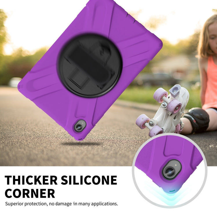 For Lenovo Tab P11 Silicone Hybrid PC Tablet Case with Grip & Shoulder Strap(Purple) by buy2fix