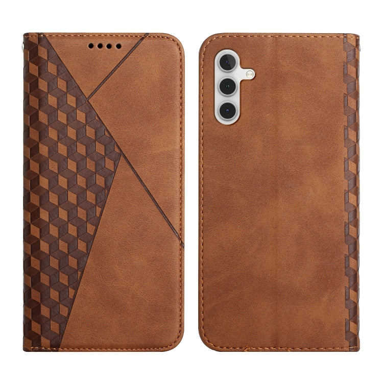 For Samsung Galaxy S23 FE 5G Diamond Splicing Skin Feel Magnetic Leather Phone Case(Brown) by buy2fix