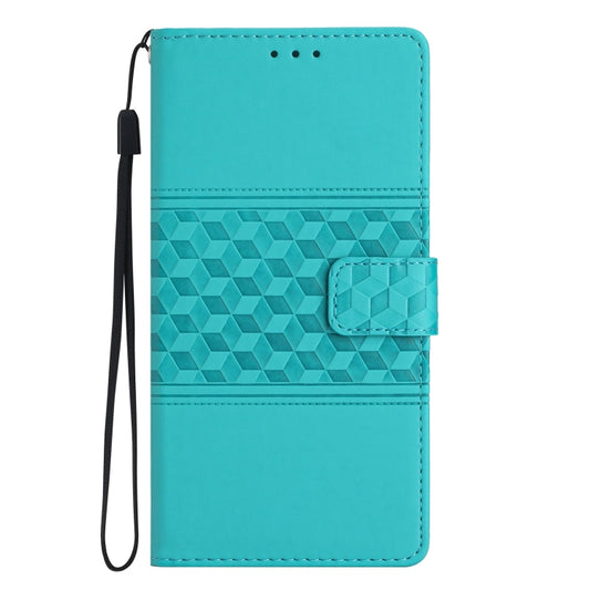 For iPhone 16 Diamond Embossed Skin Feel Leather Phone Case(Blue) by buy2fix