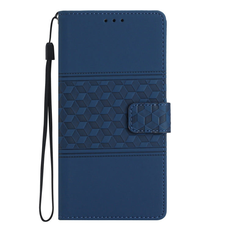 For iPhone 16 Diamond Embossed Skin Feel Leather Phone Case(Dark Blue) - iPhone 16 Cases by buy2fix | Online Shopping UK | buy2fix