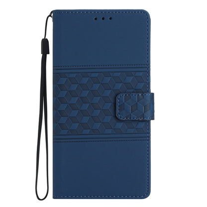 For iPhone 16 Diamond Embossed Skin Feel Leather Phone Case(Dark Blue) - iPhone 16 Cases by buy2fix | Online Shopping UK | buy2fix