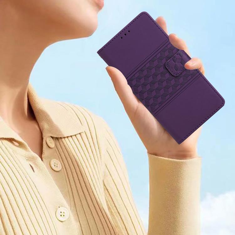 For iPhone 16e Diamond Embossed Skin Feel Leather Phone Case(Purple) - iPhone 16e Cases by buy2fix | Online Shopping UK | buy2fix