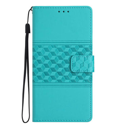 For iPhone 16e Diamond Embossed Skin Feel Leather Phone Case(Blue) - iPhone 16e Cases by buy2fix | Online Shopping UK | buy2fix