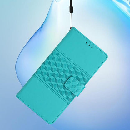 For iPhone 16e Diamond Embossed Skin Feel Leather Phone Case(Blue) - iPhone 16e Cases by buy2fix | Online Shopping UK | buy2fix