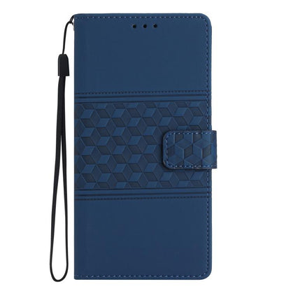For iPhone 16e Diamond Embossed Skin Feel Leather Phone Case(Dark Blue) - iPhone 16e Cases by buy2fix | Online Shopping UK | buy2fix
