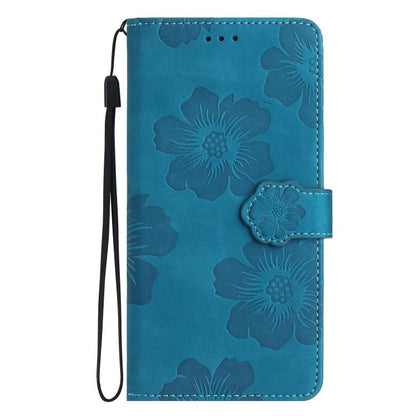For iPhone 16e Flower Embossing Pattern Leather Phone Case(Blue) - iPhone 16e Cases by buy2fix | Online Shopping UK | buy2fix