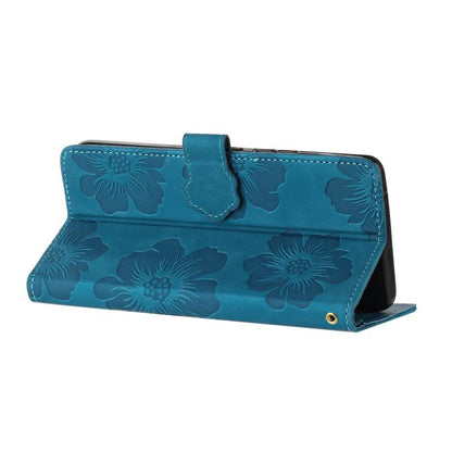 For iPhone 16e Flower Embossing Pattern Leather Phone Case(Blue) - iPhone 16e Cases by buy2fix | Online Shopping UK | buy2fix