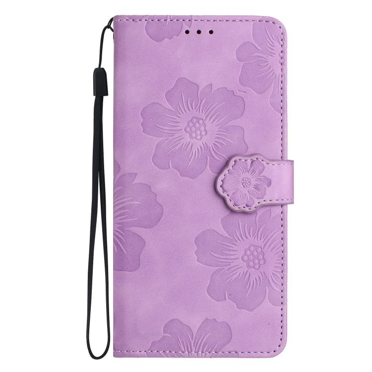 For iPhone 16e Flower Embossing Pattern Leather Phone Case(Purple) - iPhone 16e Cases by buy2fix | Online Shopping UK | buy2fix