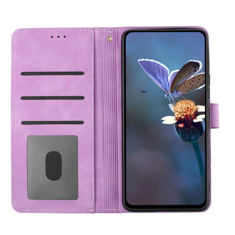 For iPhone 16e Flower Embossing Pattern Leather Phone Case(Purple) - iPhone 16e Cases by buy2fix | Online Shopping UK | buy2fix