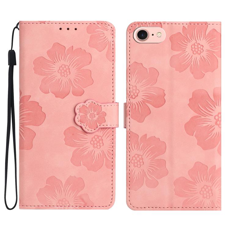 For iPhone 16e Flower Embossing Pattern Leather Phone Case(Pink) - iPhone 16e Cases by buy2fix | Online Shopping UK | buy2fix