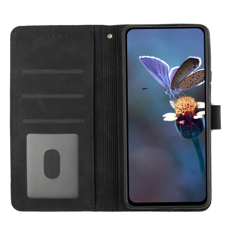 For iPhone 16e Flower Embossing Pattern Leather Phone Case(Black) - iPhone 16e Cases by buy2fix | Online Shopping UK | buy2fix