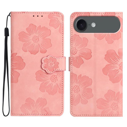 For iPhone Air Flower Embossing Pattern Leather Phone Case(Pink) - iPhone Air Cases by buy2fix | Online Shopping UK | buy2fix