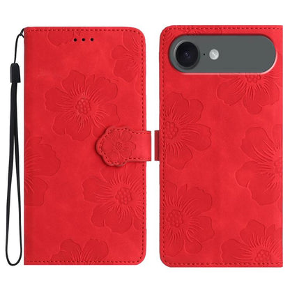 For iPhone Air Flower Embossing Pattern Leather Phone Case(Red) - iPhone Air Cases by buy2fix | Online Shopping UK | buy2fix