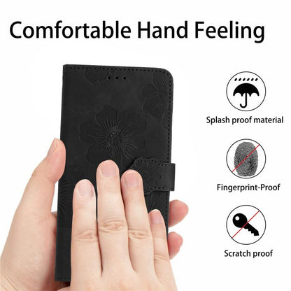 For iPhone Air Flower Embossing Pattern Leather Phone Case(Black) - iPhone Air Cases by buy2fix | Online Shopping UK | buy2fix