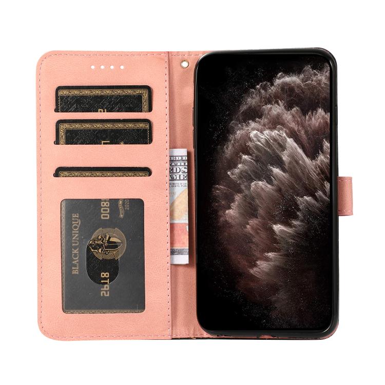 For iPhone 16e Dual-color Stitching Leather Phone Case(Black Rose Gold) - iPhone 16e Cases by buy2fix | Online Shopping UK | buy2fix