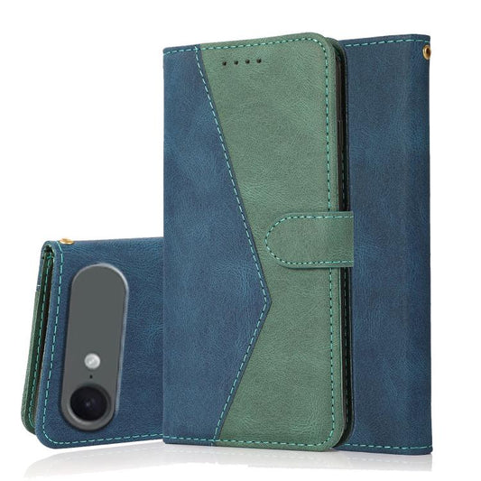 For iPhone Air Dual-color Stitching Leather Phone Case(Blue Green) - iPhone Air Cases by buy2fix | Online Shopping UK | buy2fix