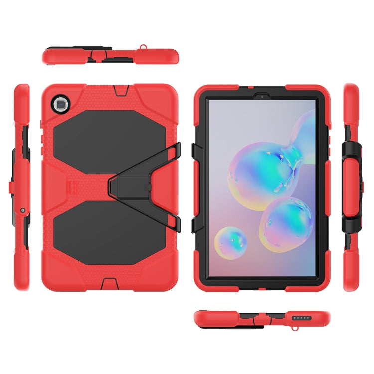 For Samsung Galaxy Tab S6 Lite P610 Shockproof Colorful Silicon + PC Protective Case with Holder & Pen Slot(Red) - Tab S6 Lite P610 / P615 by buy2fix | Online Shopping UK | buy2fix