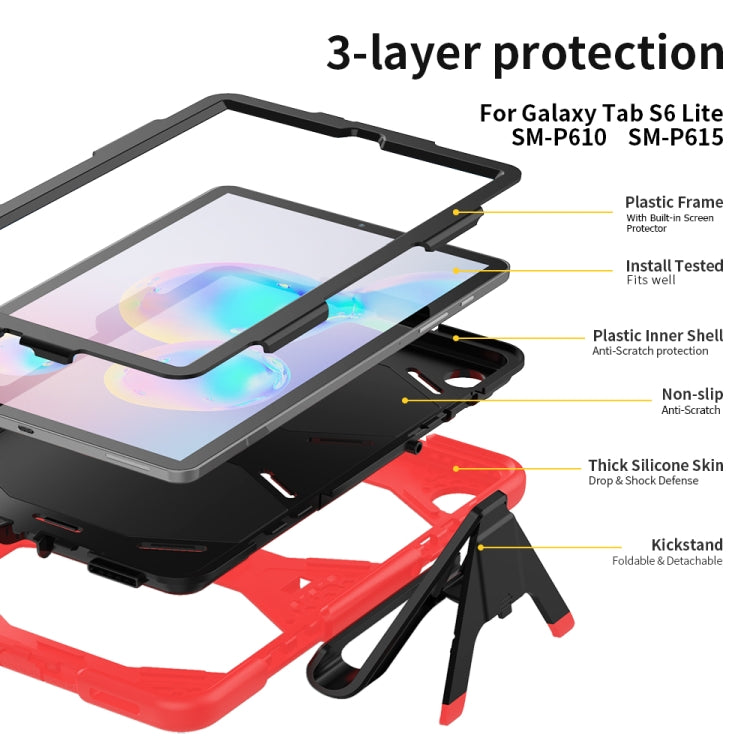 For Samsung Galaxy Tab S6 Lite P610 Shockproof Colorful Silicon + PC Protective Case with Holder & Pen Slot(Red) - Tab S6 Lite P610 / P615 by buy2fix | Online Shopping UK | buy2fix