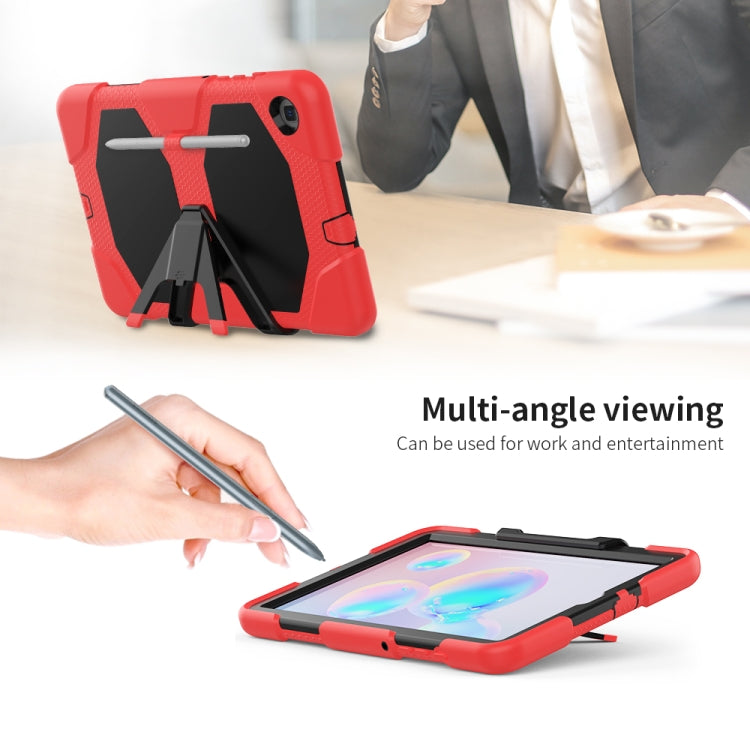 For Samsung Galaxy Tab S6 Lite P610 Shockproof Colorful Silicon + PC Protective Case with Holder & Pen Slot(Red) - Tab S6 Lite P610 / P615 by buy2fix | Online Shopping UK | buy2fix