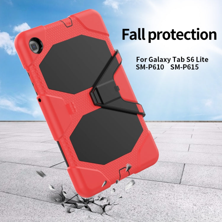 For Samsung Galaxy Tab S6 Lite P610 Shockproof Colorful Silicon + PC Protective Case with Holder & Pen Slot(Red) - Tab S6 Lite P610 / P615 by buy2fix | Online Shopping UK | buy2fix