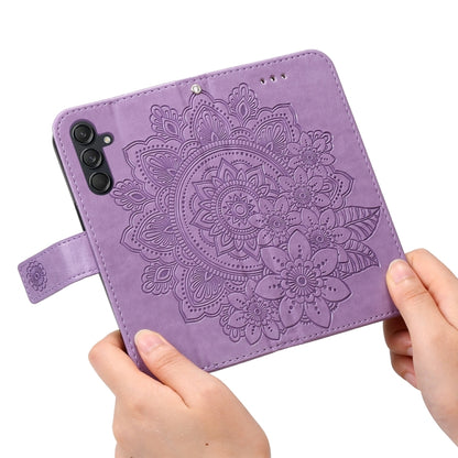 For Samsung Galaxy M55 5G 7-petal Flowers Embossing Leather Phone Case(Light Purple) by buy2fix