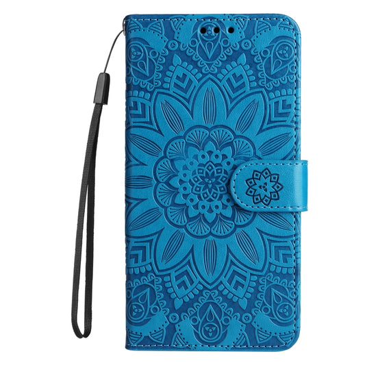 For Samsung Galaxy S24+ Embossed Sunflower Leather Phone Case(Blue) by buy2fix