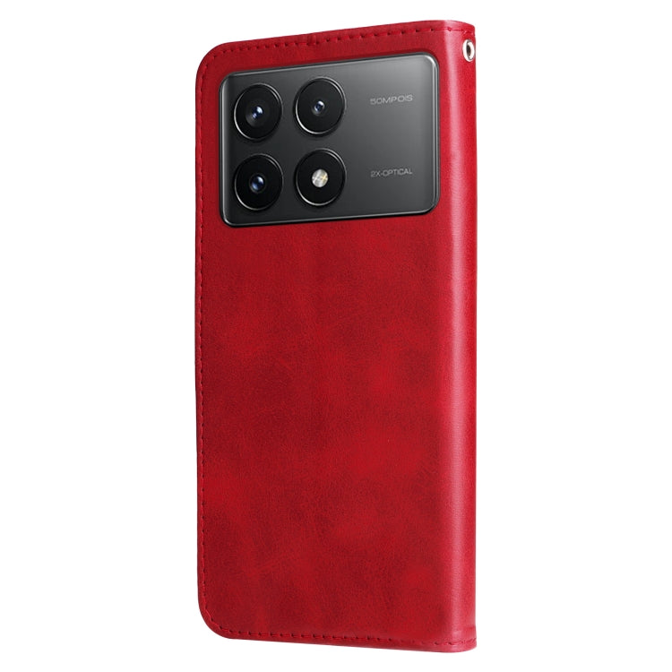 For Xiaomi Redmi K70 / K70 Pro Fashion Calf Texture Zipper Leather Phone Case(Red) - K70 Pro Cases by buy2fix | Online Shopping UK | buy2fix