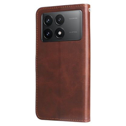 For Xiaomi Redmi K70 / K70 Pro Fashion Calf Texture Zipper Leather Phone Case(Brown) - K70 Pro Cases by buy2fix | Online Shopping UK | buy2fix