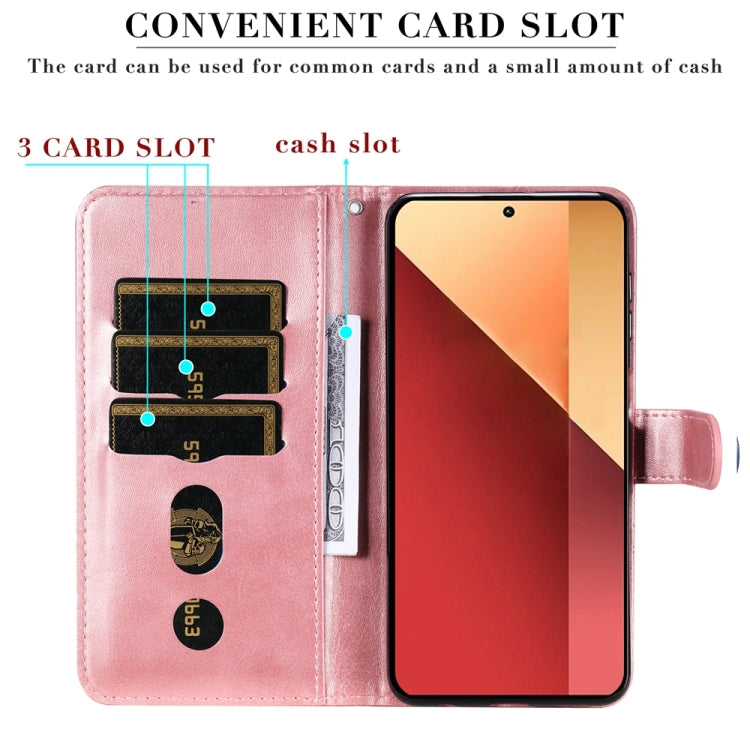 For Xiaomi Redmi Note13 Pro 4G Global/Poco M6 Pro 4G Fashion Calf Texture Zipper Leather Phone Case(Rose Gold) - Note 13 Pro Cases by buy2fix | Online Shopping UK | buy2fix