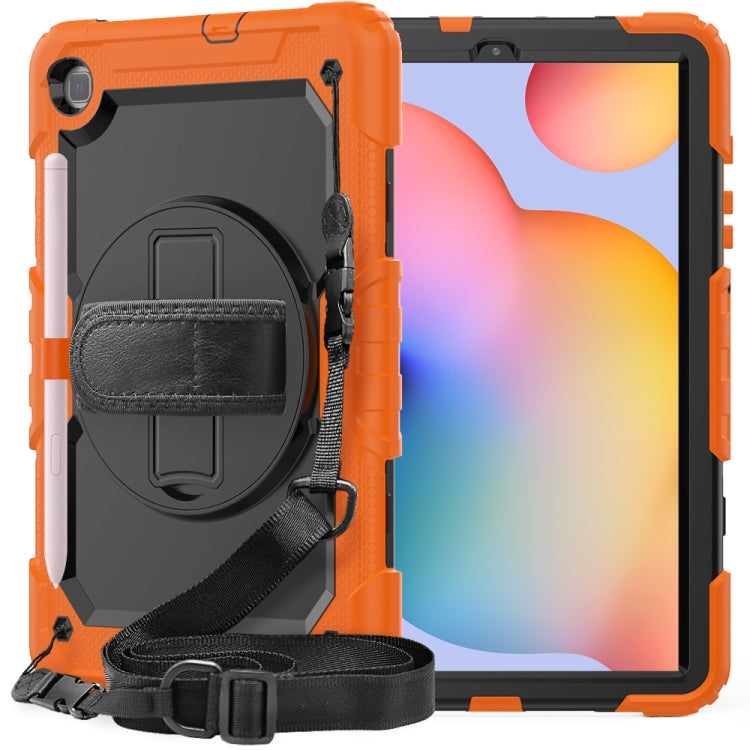 For Samsung Galaxy Tab S6 Lite P610 Shockproof Colorful Silicone + PC Protective Case with Holder & Shoulder Strap & Hand Strap & Pen Slot(Orange) - Tab S6 Lite P610 / P615 by buy2fix | Online Shopping UK | buy2fix