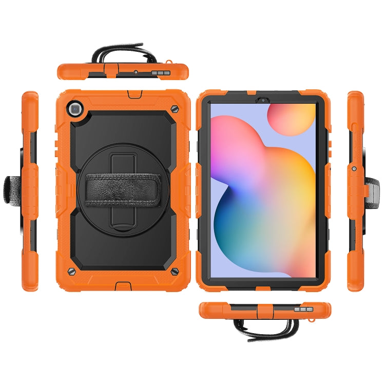 For Samsung Galaxy Tab S6 Lite P610 Shockproof Colorful Silicone + PC Protective Case with Holder & Shoulder Strap & Hand Strap & Pen Slot(Orange) - Tab S6 Lite P610 / P615 by buy2fix | Online Shopping UK | buy2fix