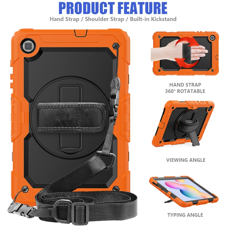 For Samsung Galaxy Tab S6 Lite P610 Shockproof Colorful Silicone + PC Protective Case with Holder & Shoulder Strap & Hand Strap & Pen Slot(Orange) - Tab S6 Lite P610 / P615 by buy2fix | Online Shopping UK | buy2fix