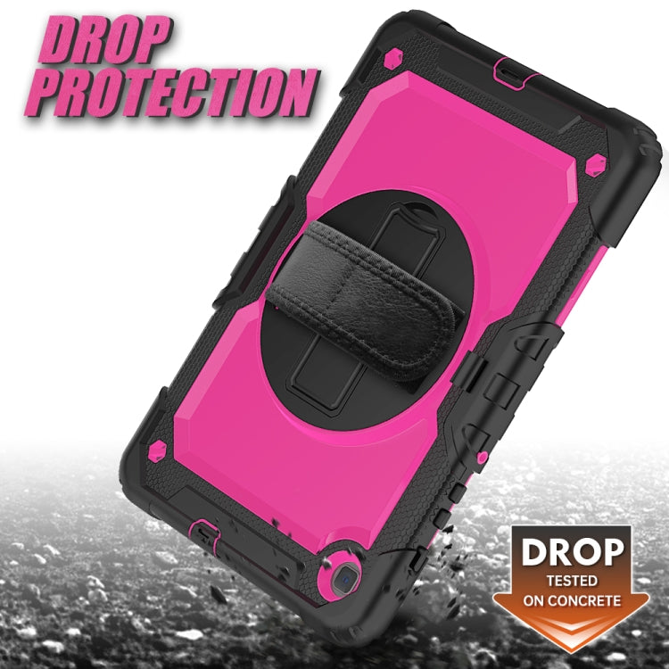 For Samsung Galaxy Tab S6 Lite P610 Shockproof Colorful Silicone + PC Protective Case with Holder & Shoulder Strap & Hand Strap & Pen Slot(Black+Rose Red) - Tab S6 Lite P610 / P615 by buy2fix | Online Shopping UK | buy2fix